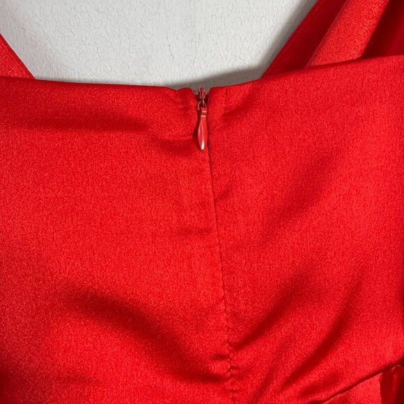 Showpo Cloud Cover Faux Wrap Ruffle Mini Dress Womens 2 Red Cocktail Party Girly - Picture 11 of 14